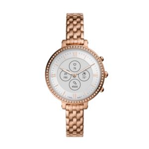 Ladies+Monroe+Hybrid+Rose+Gold+Crystal+Smartwatch+RG+Bracelet+White+Dial