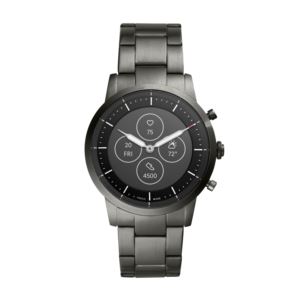 Mens+Collider+Hybrid+HR+Smoke+Stainles+Steel+Smartwatch+Black+Dial