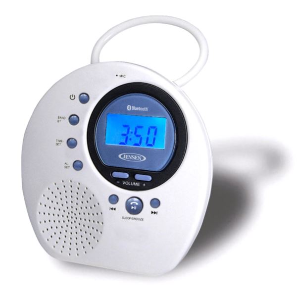 Water Resistant Digital AM/FM Bluetooth Shower Clock Radio with Digital