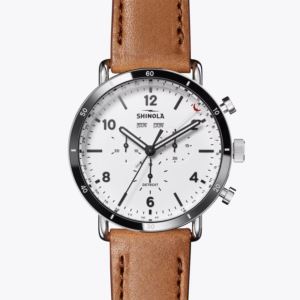 Mens+Canfield+Sport+Chronograph+Bourbon+Leather+Strap+White+Dial