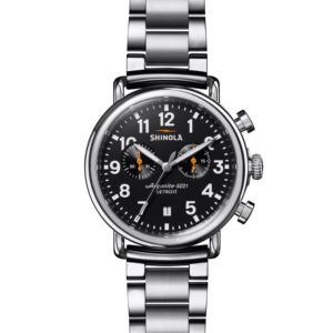 Unisex+Runwell+Chrono+Silver-Tone+Stainless+Steel+Watch+Black+Dial