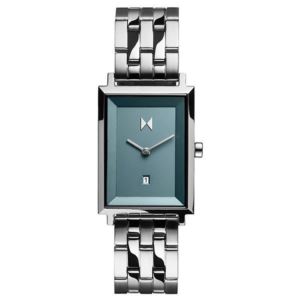 Ladies+Signature+Square+Skylar+Stainless+Steel+Watch+Blue+Rectangle+Dial