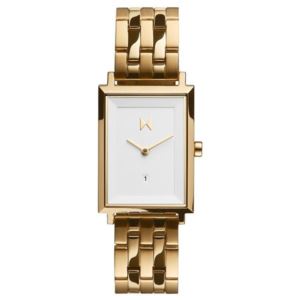 Ladies+Signature+Square+Charlie+Gold+Stainless+Steel+Watch+White+Rectangle+Dial