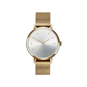 Ladies+Dot+Flash+Gold-Tone+Stainless+Steel+Mesh+Watch+Silver+Dial