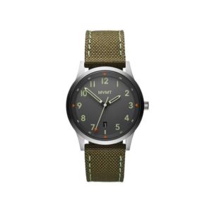 Mens+Field+AT+Silver+%26+Olive+Leather+Stap+Watch+Gray+Dial