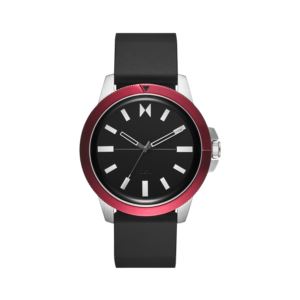 Mens+Minimal+Sport+Red+Sea+Black+Silicone+Watch+Black+Dial