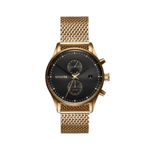 Mens+Eclipse+Voyager+Gold-Tone+Stainless+Steel+Chronograph+Watch+Black+Dial