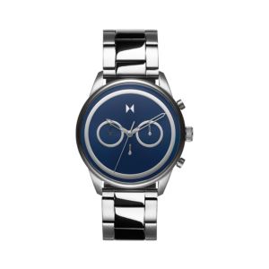 Mens+Powerlane+Sonic+Silver-Tone+Stainless+Steel+Watch+Navy+Dial
