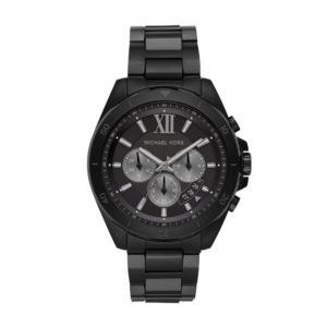 Mens+Oversized+Brecken+Chronograph+Black+Stainless+Steel+Watch+Black+Dial