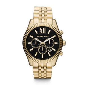 Mens+Lexington+Gold-Tone+SS+Chronograph+Watch+Black+Dial