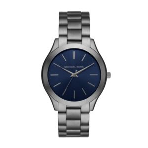 Mens+Oversized+Slim+Runway+Gunmetal+Stainless+Steel+Watch+Navy+Dial