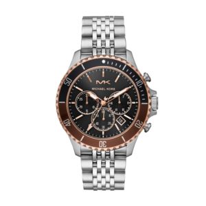 Mens+Bayville+Silver-Tone+Stainless+Steel+Watch+Black+Dial