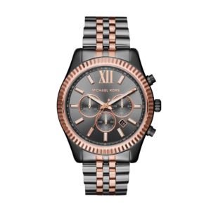 Mens+Lexington+Black+IP+and+Rose+Gold-Tone+Watch+Black+Dial
