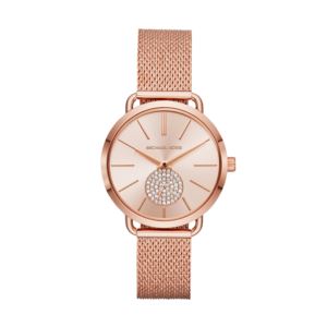 Ladies+Portia+Rose+Gold-Tone+Stainless+Steel+Watch+w%2F+Crystal+Subdial