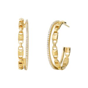 Sterling+Gold+Mercer+Link+Pave+Halo+Hoops