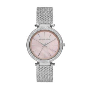 Ladies+Darci+Silver-Tone+Stainless+Steel+Mesh+Watch+Pink+Mother-of-Pearl