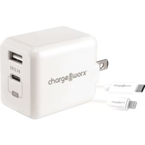 Chargeworx+USB-C+to+Lightning+Cable+%26+Wall+Charger+with+Power+Delivery