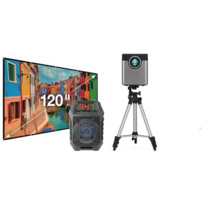 720p+Projector+with+Screen%2C+Bluetooth+Tailgate+Speaker%2C+and+Tripod+Stand