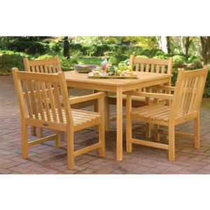 Classic+5-Piece+Dining+Set+-+42%22+Table+%26+Armchair+Set+-+Teak