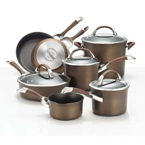 11pc+Symmetry+Hard+Anodized+Cookware+Set+Chocolate