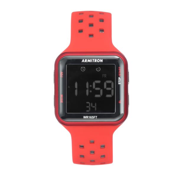 red and black digital watch