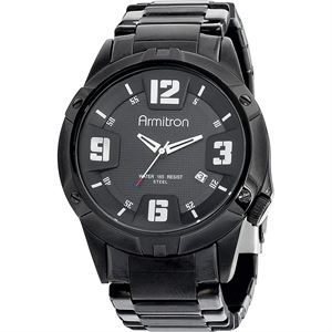Men's Black Plated Stainless-Steel Watch 20-4692BKTI