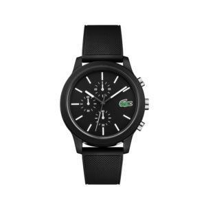 Mens+12.12+Black+Chronograph+Silicone+Strap+Watch+Black+Dial