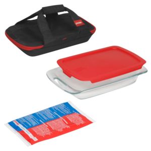 4pc+Portable+Dish+Set+w%2F+Black+Carrier+%26+Red+Lid