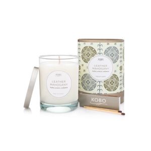 5.5%22+Leather+Mahogany+Pure+Soy+Wax+Candle