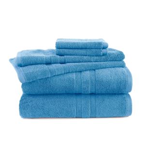 Solid+6pc+Bath+Towel+Set+w%2F+SILVERbac+Antimcirobial+Blue