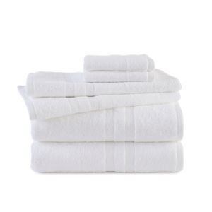 Solid+6pc+Bath+Towel+Set+w%2F+SILVERbac+Antimcirobial+White