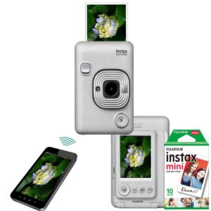 Instax+Mini+LiPlay+Hybrid+Camera+w%2F+10pk+Film+Stone+White