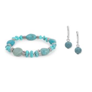 Turquoise+Bracelet+and+Drop++Earrings