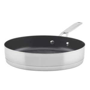 10.25%22+Stainless+Steel+3-Ply+Nonstick+Grill+Pan