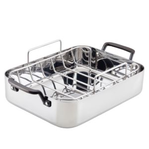 5-Ply+Stainless+Steel+Roasting+Pan+w%2F+Rack