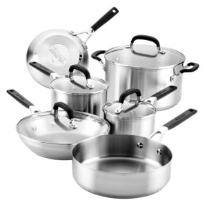 10pc+Stainless+Steel+Cookware+Set