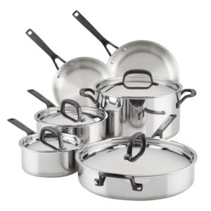 10pc+Stainless+Steel+5-Ply+Clad+Cookware+Set