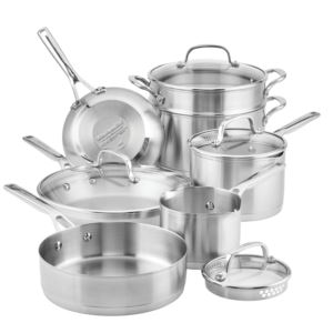11pc+Stainless+Steel+3-Ply+Cookware+Set