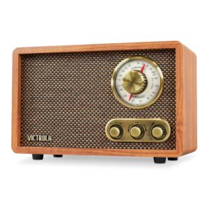 Retro+Wood+Bluetooth+FM%2FAM+Radio+with+Rotary+Dial%2C+Walnut