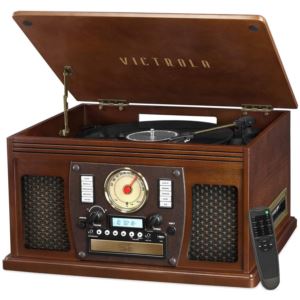 8-in-1+Bluetooth+Record+Player+%26+Multimedia+Center%2C+Built-in+Stereo+Speakers+-+Turntable%2C+Espresso