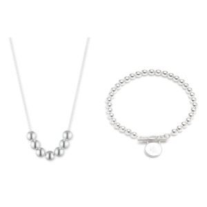 Sterling+Silver+Bead+Bracelet+and+Necklace