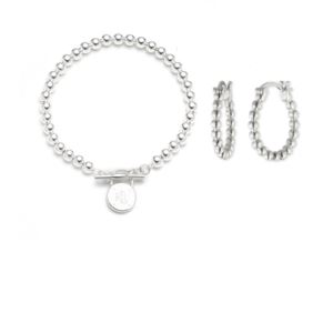Sterling+Silver+Bead+Hoops+and+Bracelet