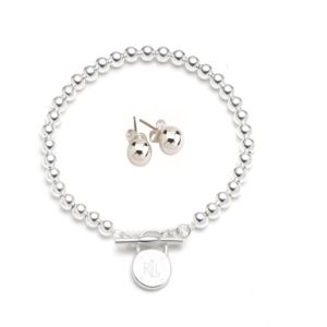 Sterling+Silver+Bead+Bracelet+and+Studs