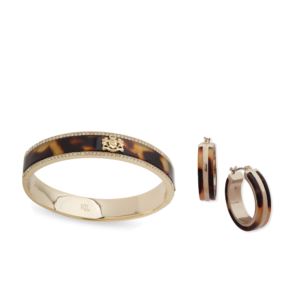 Tortoise+Bangle+Bracelet+and+Hoop+Earrings