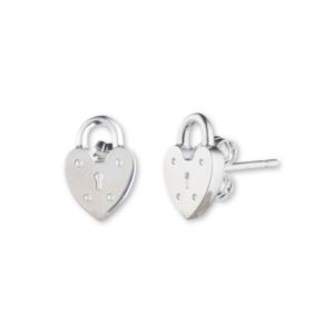 Sterling+Silver+Heart+Lock+Studs