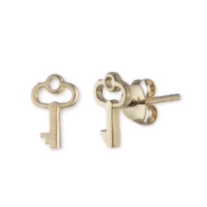 18K+Gold+Plated+Key+Earrings