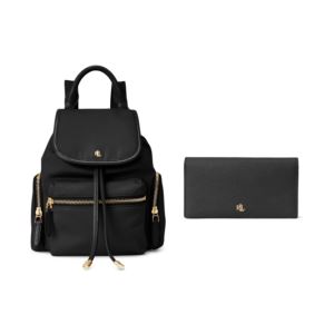 Keely+Nylon+Backpack+and+Slim+Wallet+in+Black