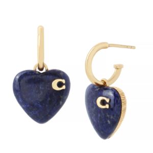 Lapis+Heart+Huggie+Earrings