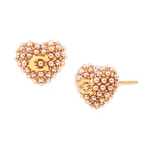 Pink+Pearl+Puff+Heart+Earrings