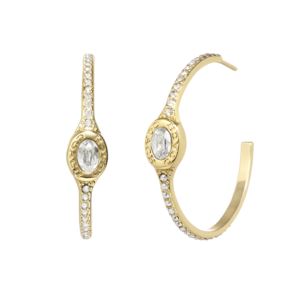 Signature+Logo+Pave+Hoop+Earrings+in+Gold